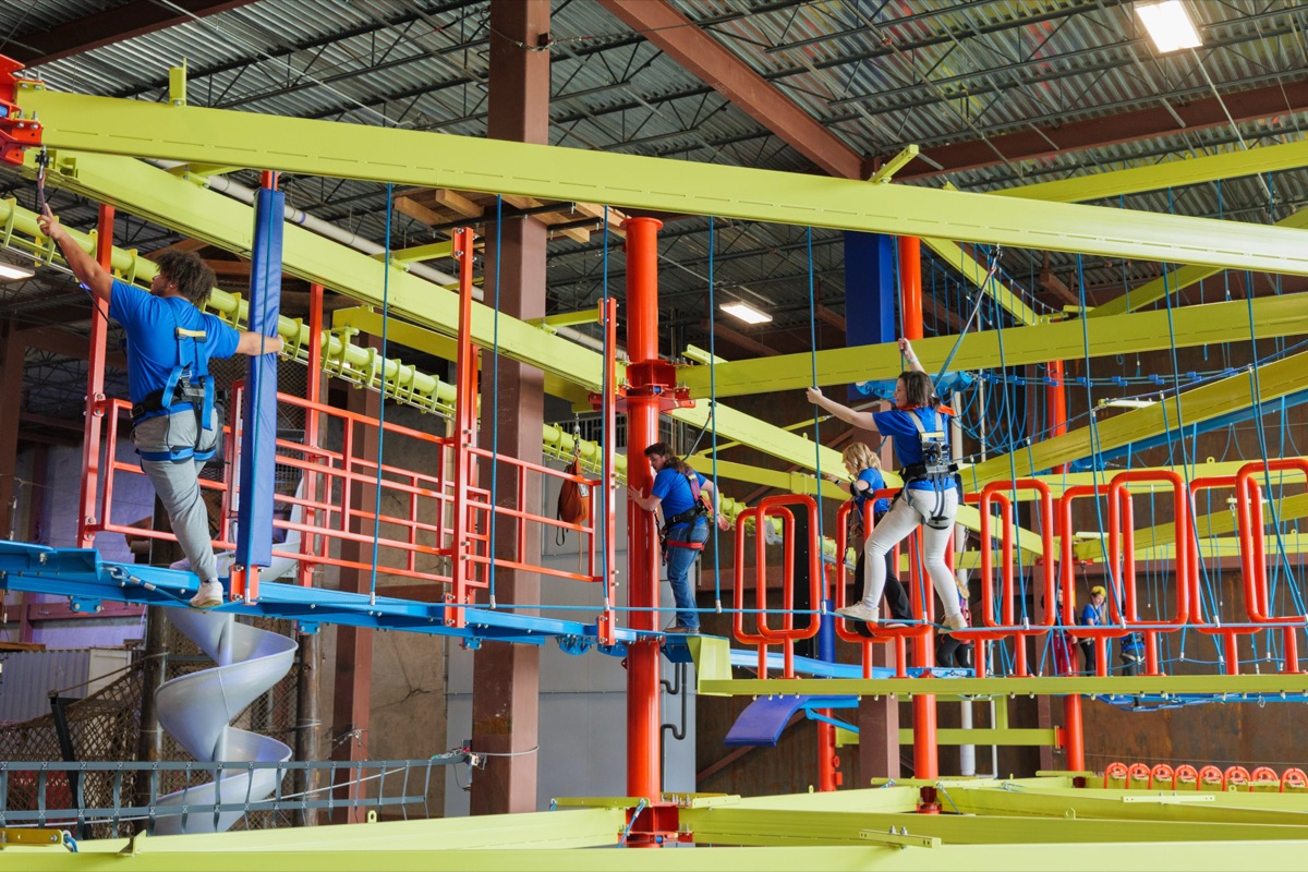 Aerial ropes course inside Fritz's Adventure